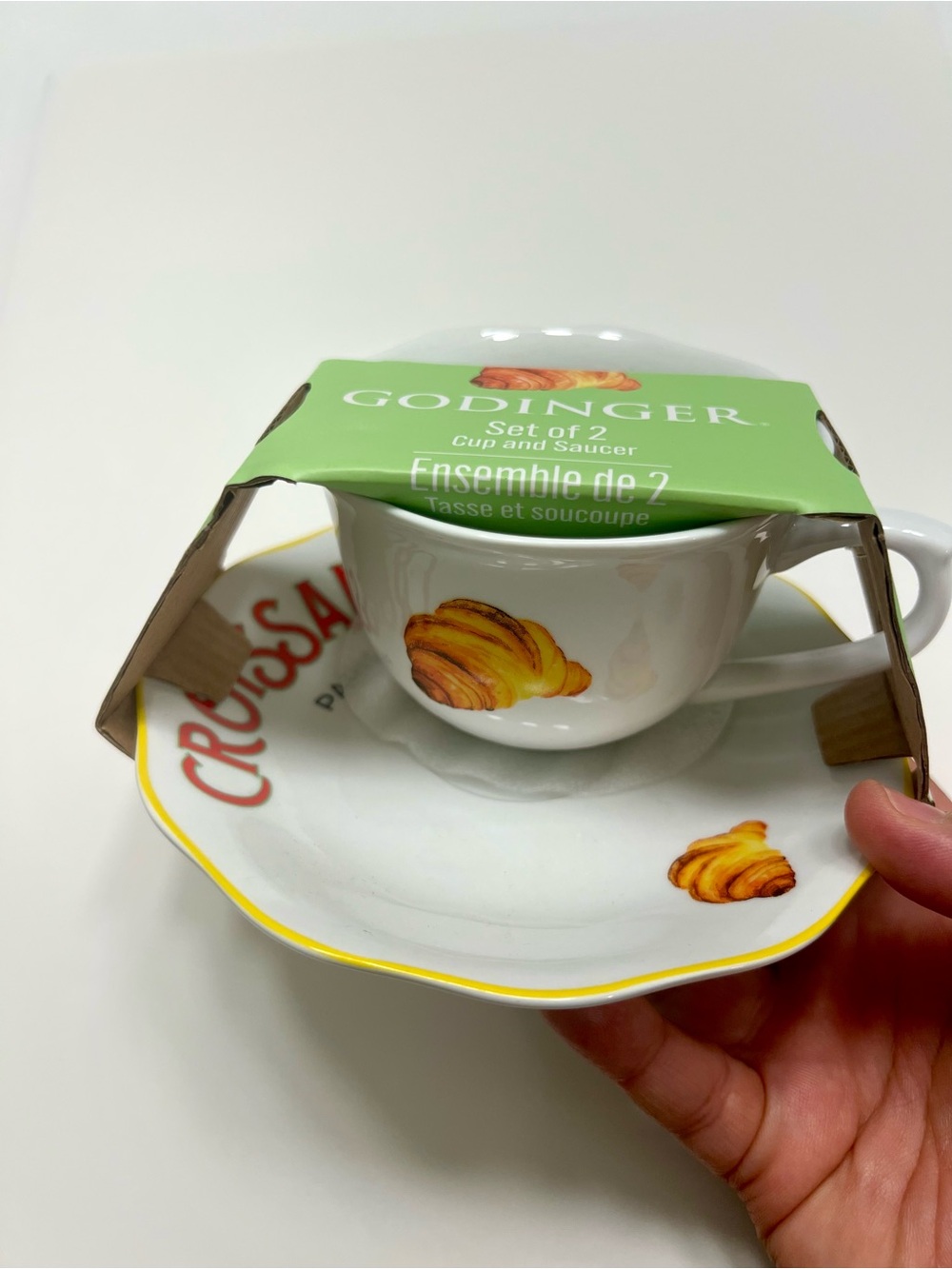 Godinger White and Yellow Croissants Cup and Saucer Set BNWT